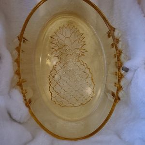 Indiana Tiara Glass Vintage Yellow Pineapple Dish